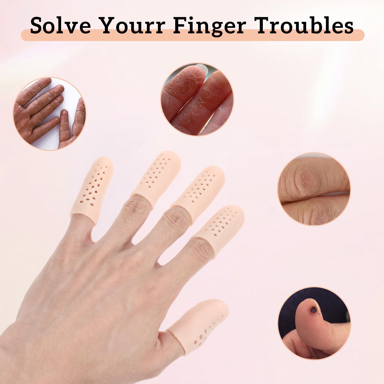 16 Pcs Gel Finger Cots with Air Holes Silicone Finger Protectors Breathable C…