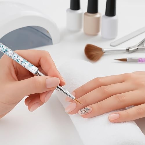 8Pcs Nail Art Brush Set – French Liner, Dotting Pens, Detailing Brushes for