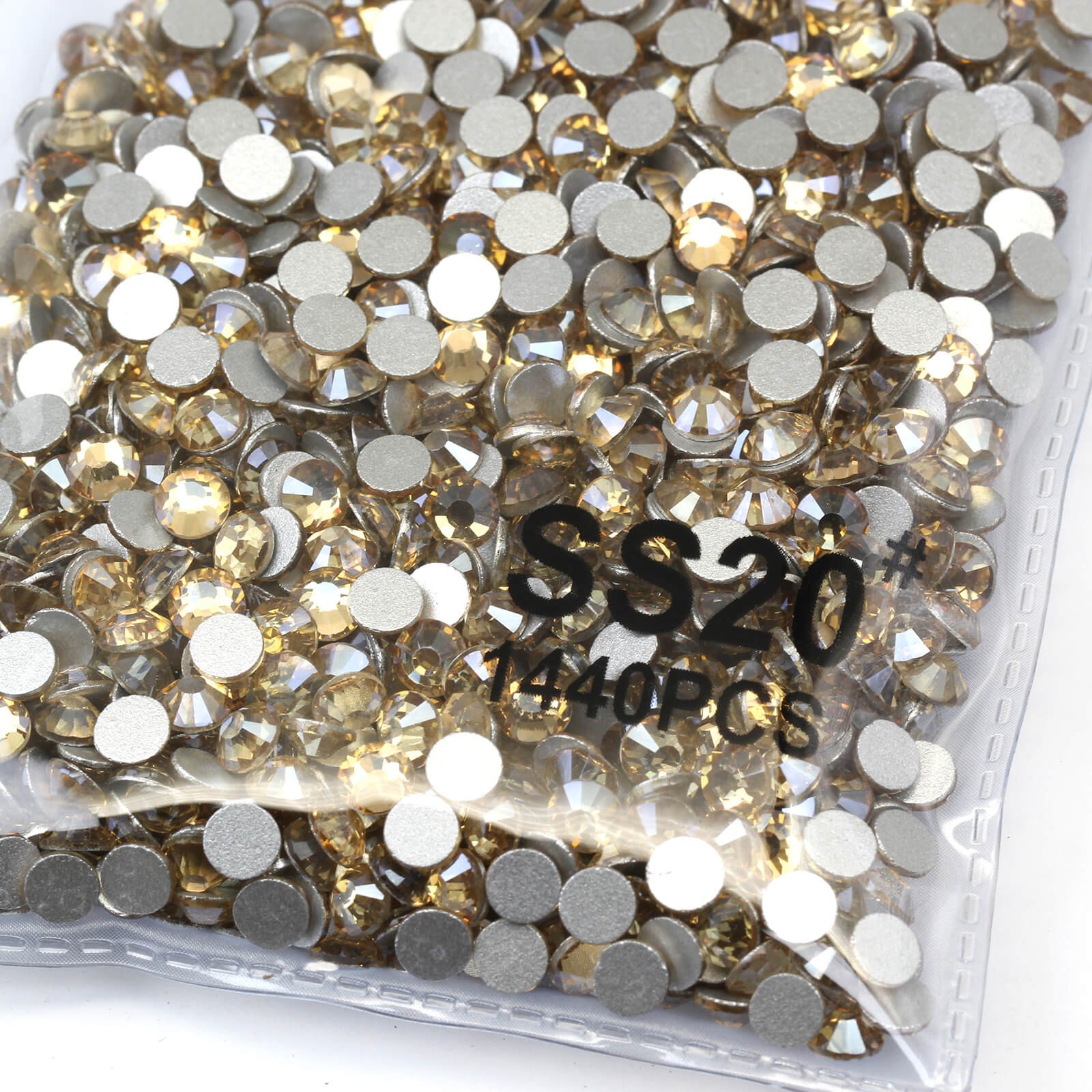 Gold Champagne Non Hotfix Crystal Rhinestones Flatback Gems Nail Art Decoration