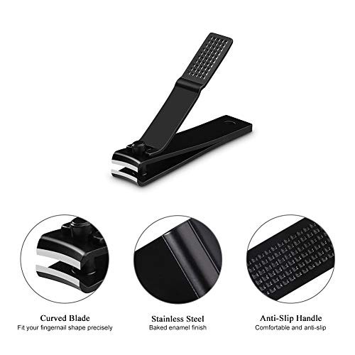 Nail Clippers Set, Ultra Sharp Sturdy Fingernail and Toenail Clipper Black