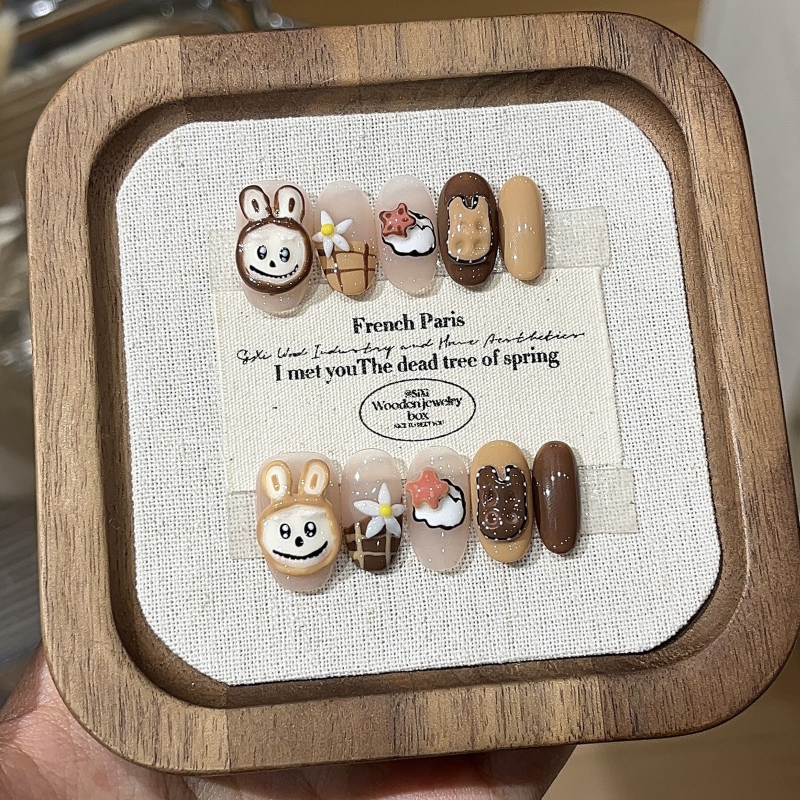 10Pcs Handmade Cartoon Bear Press On Nails Cute Graffiti Casual Daily Look
