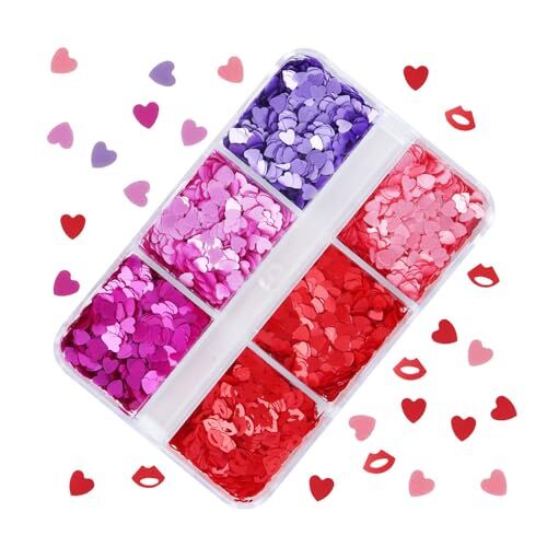 Valentine’s Day Love Heart Nail Sequins Holographic Valentine’s Day Design 562