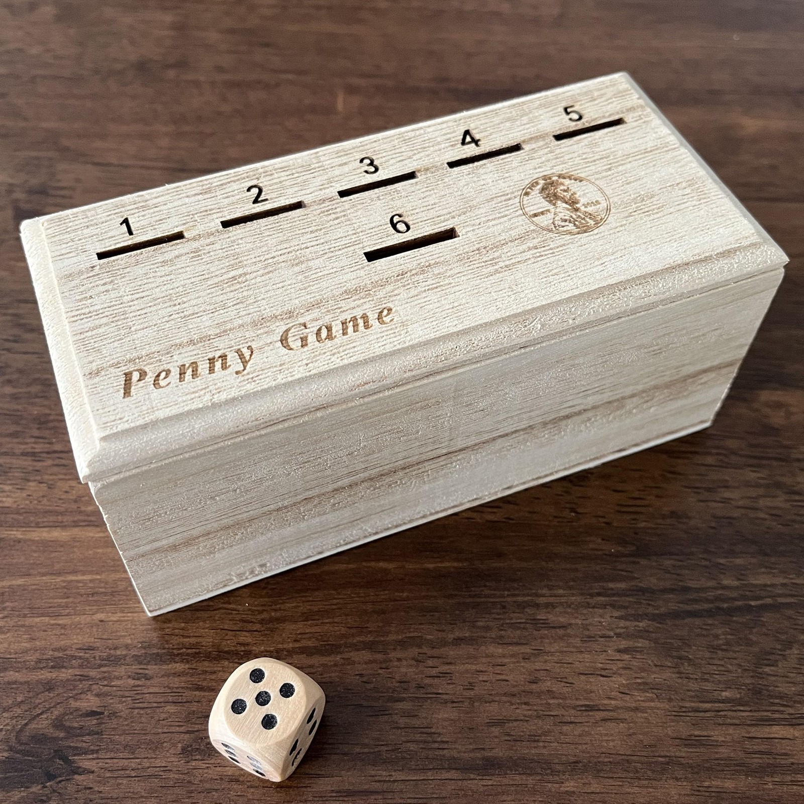 Penny Game – Fun 6 inches x 2.49 x 2.5 inches, Natural Wood Color