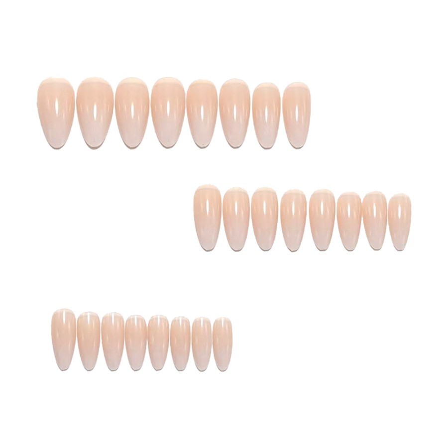 48 Pcs Nude White Gradient Press on Nails, Long Stiletto Soft Fake Nails