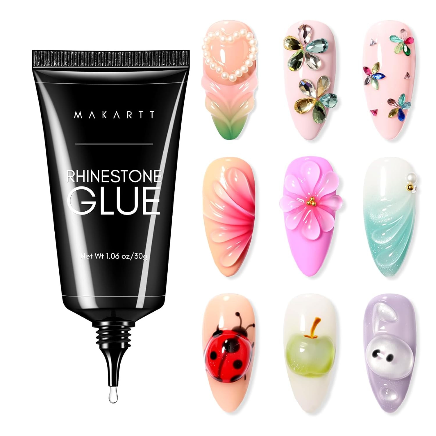 Makartt Nail Art Rhinestone Glue 30G, 3D Nail Gel Sculpting Gel, Super Adhesive