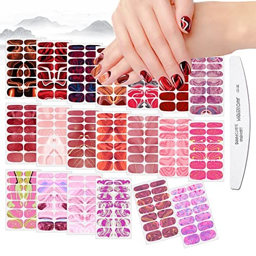 280 Pieces 20 Sheets Full Wrap Self-Adhesive Marbling Nail Polish Strips