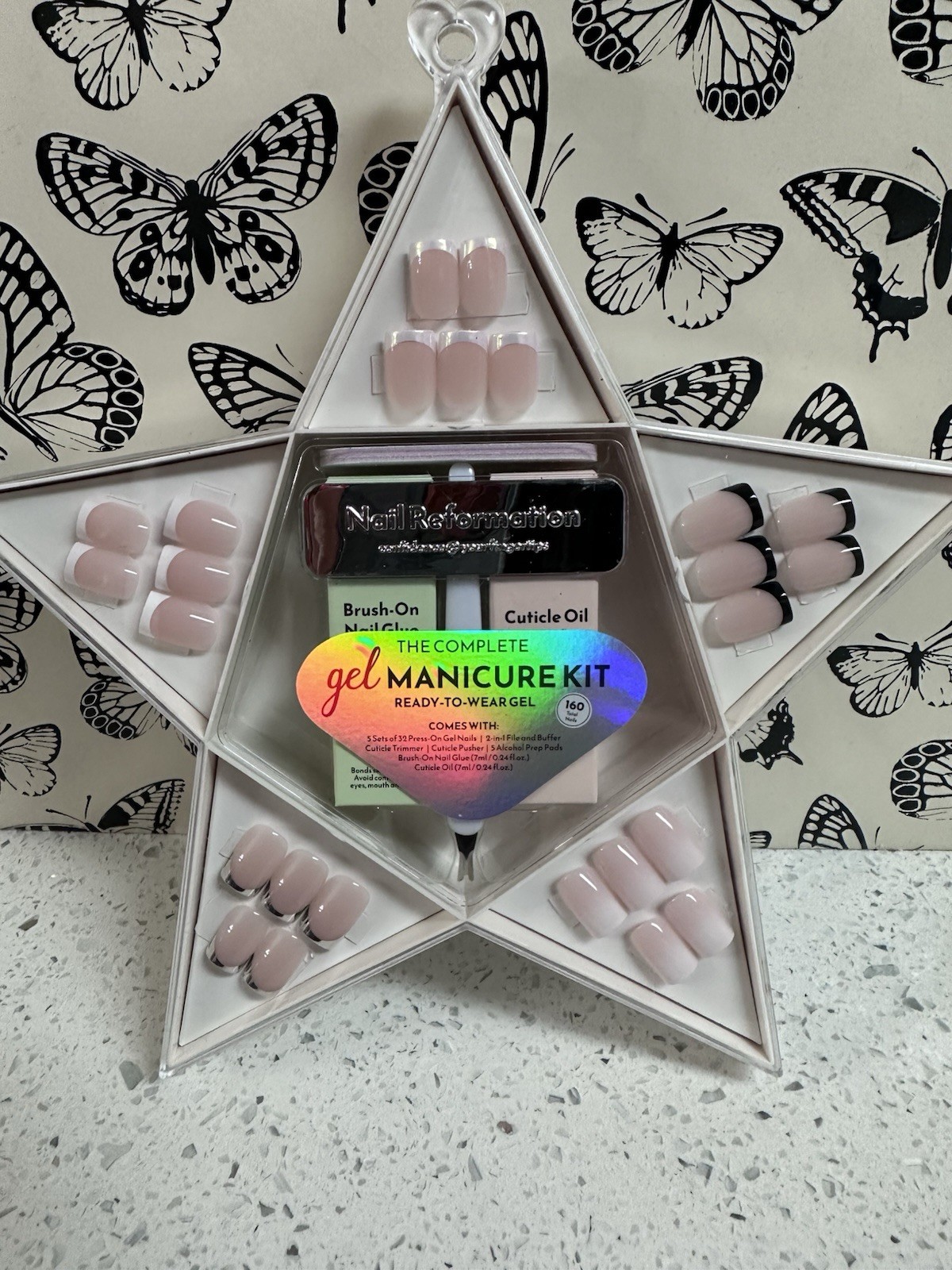 NEW Nail Reformation Press On Nails Star Box French Square Bare Essentials