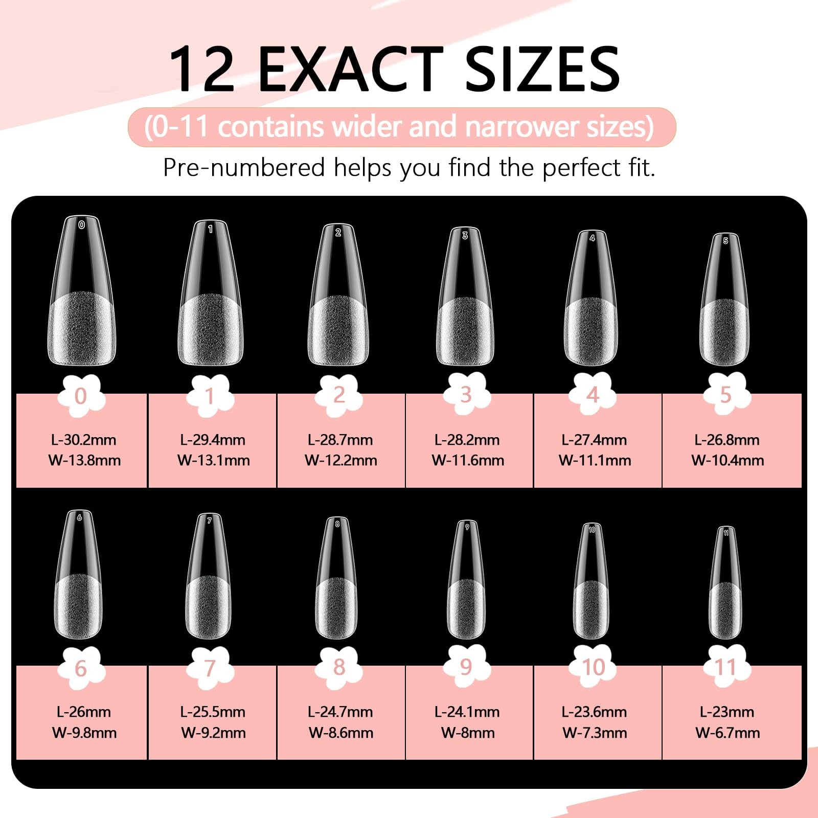 COLOURSMILE Long Coffin Full Cover Nail Tips – 216pcs Pre-Shaped Gelly Press …