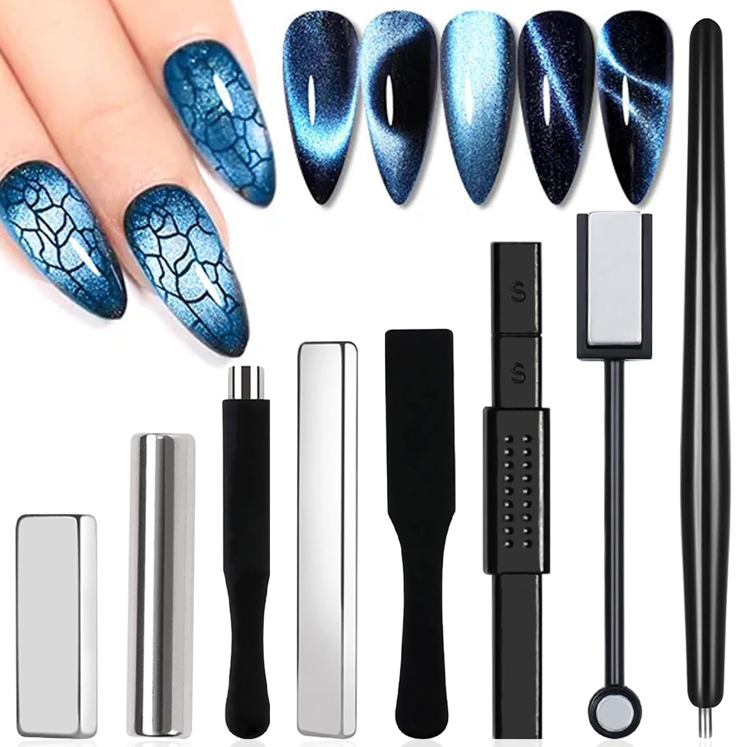 8pcs Cat Eye Magnet for Nails Magnetic Gel Nail Polish Nail Magnets Wand Magn…