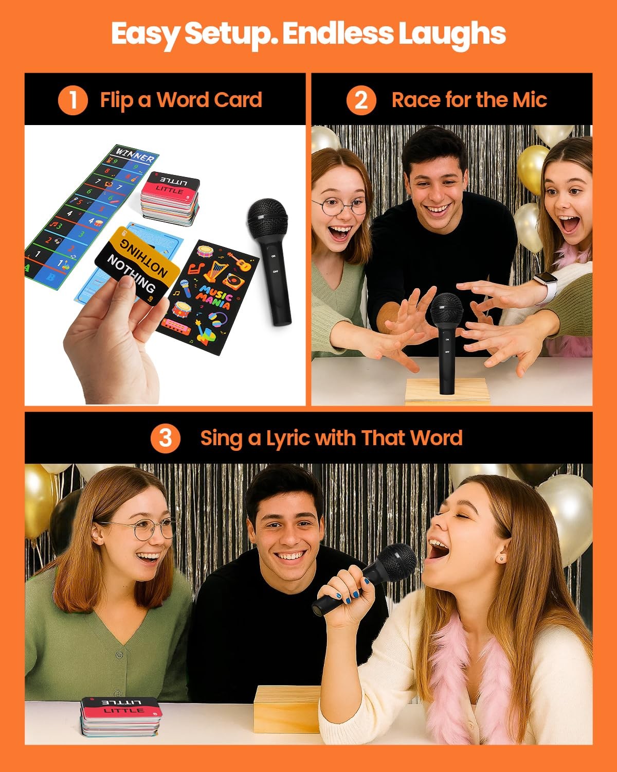 ouaohu Grab Microphone Music Board Game, 7.87 inches x 3.54 inches, Black