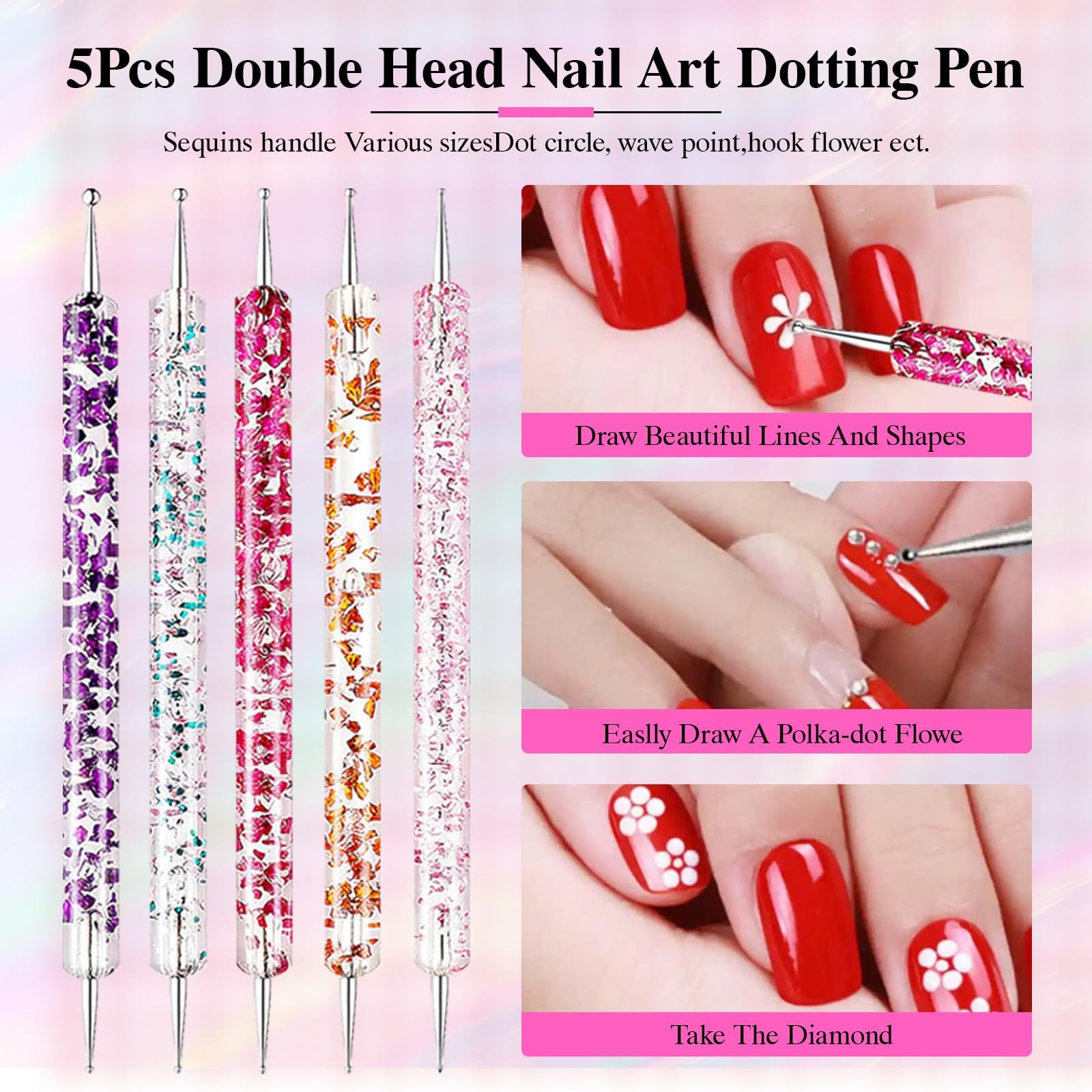Nail Art Brushes Set, Nail Art Kit, Nail Design Kit, Nail Art Dotting Pens, Nail