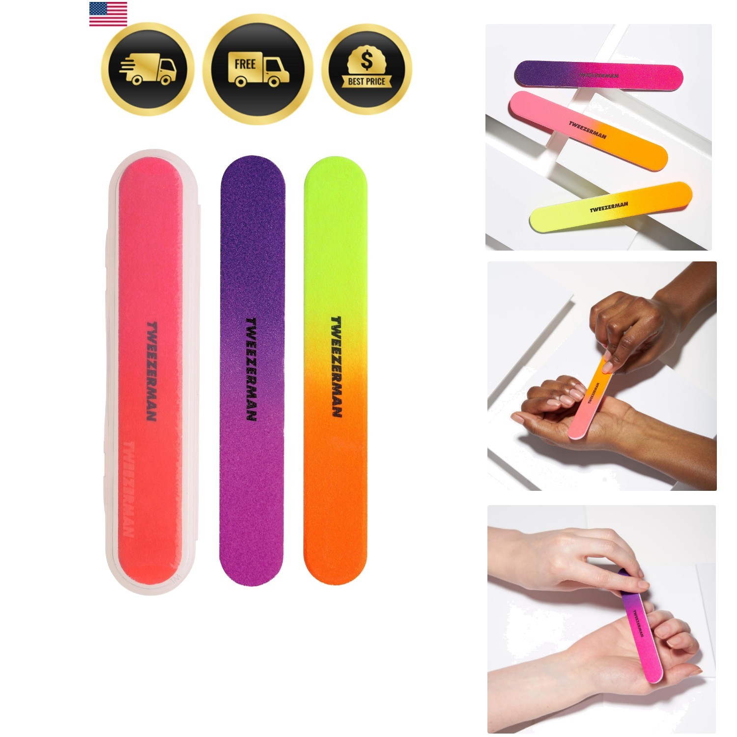 Neon Hot Nail Filemates, 3 Count