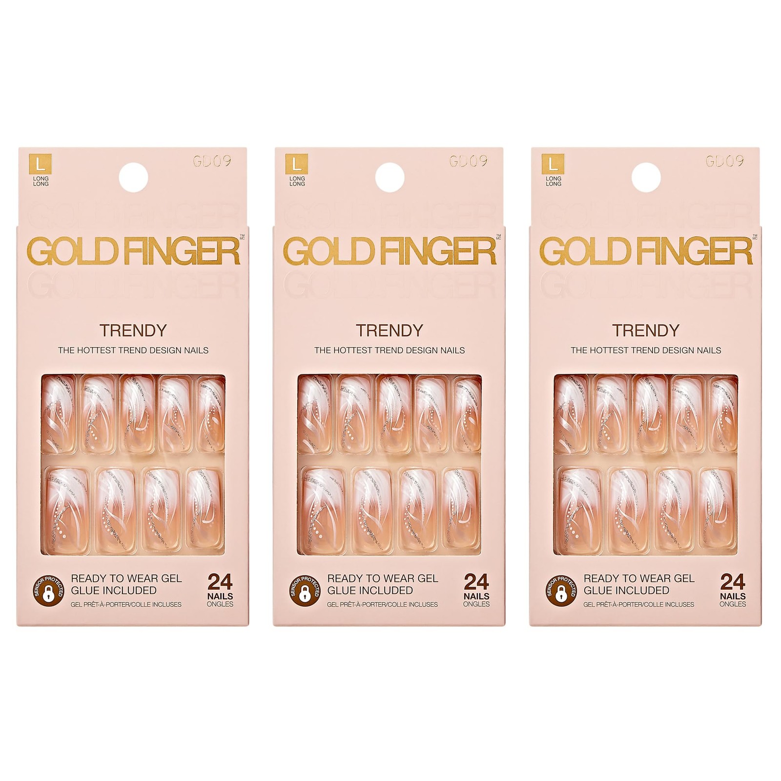 Goldfinger Gel Glam Design Nails (3 Pack)