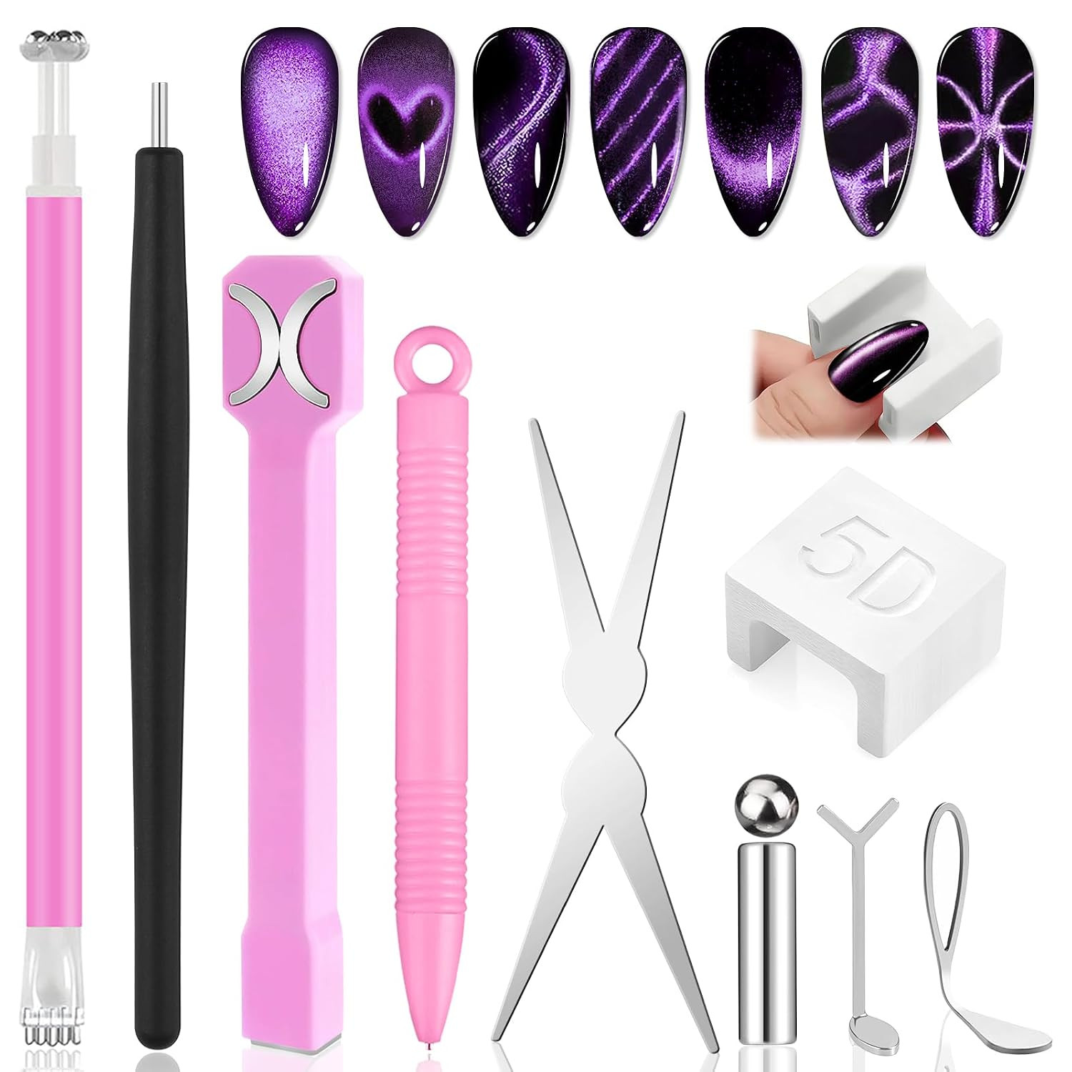 Cateye Magnet Set for Nails 5D Automatic U-Shaped Nail Magnet Tool | 3 in 1 Magn