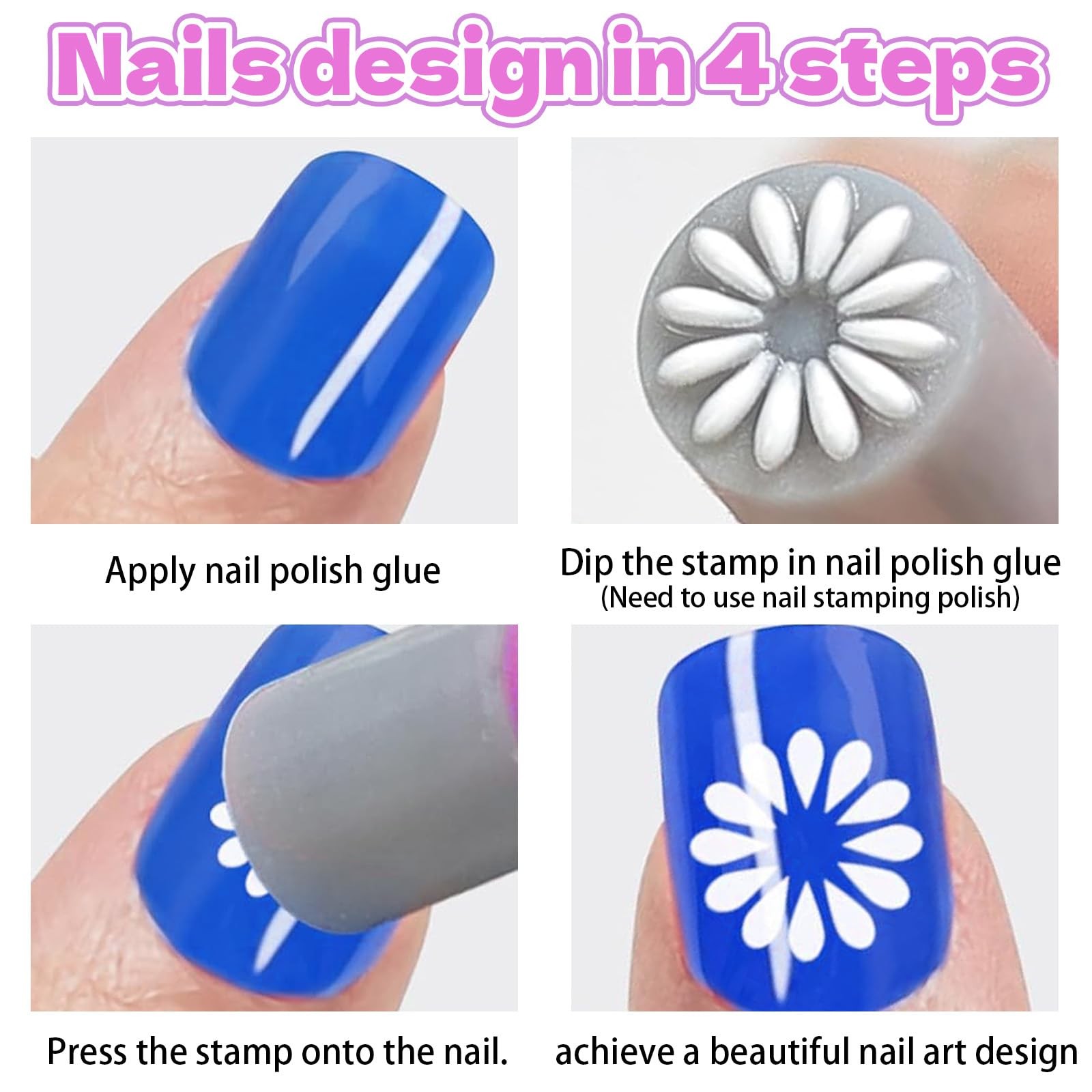Nail Art Stamp Pen, Flower Stamper Pen for Women Girls, DIY Kit for Nail Art