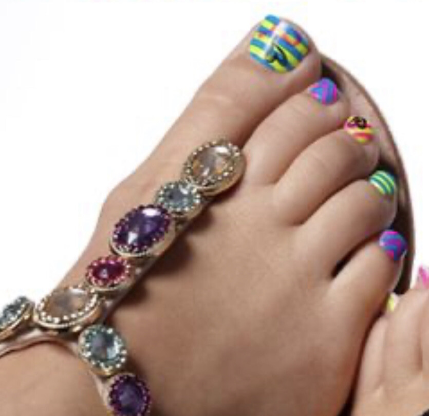 Kiss ImPress Press-On Pedicure Toenails (Mystery Girl- Fun Vivid Colors) x3