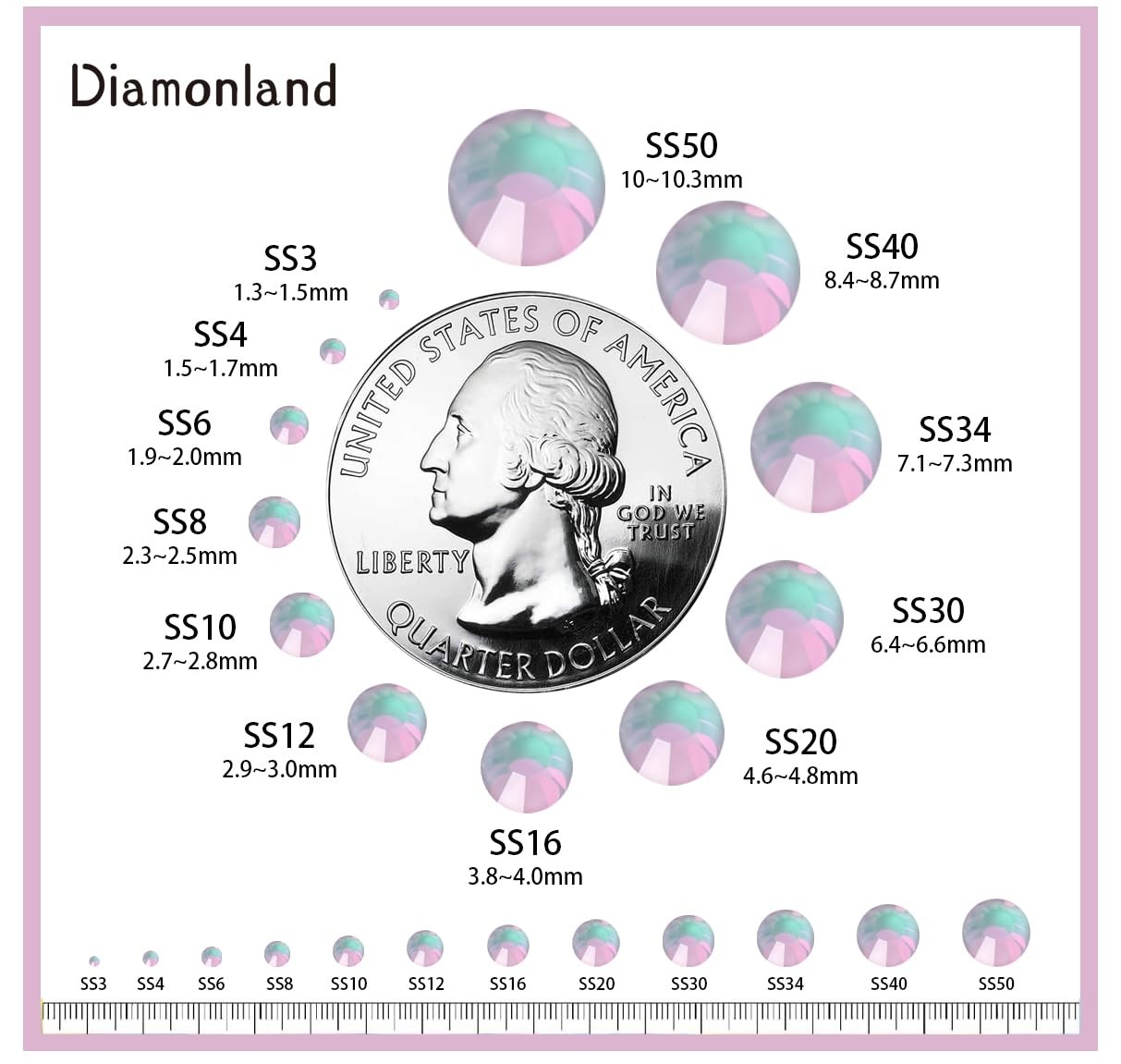 Diamonland Flatback Glass Crystal Rhinestones Rounds Gems for Bedazzling Nail…