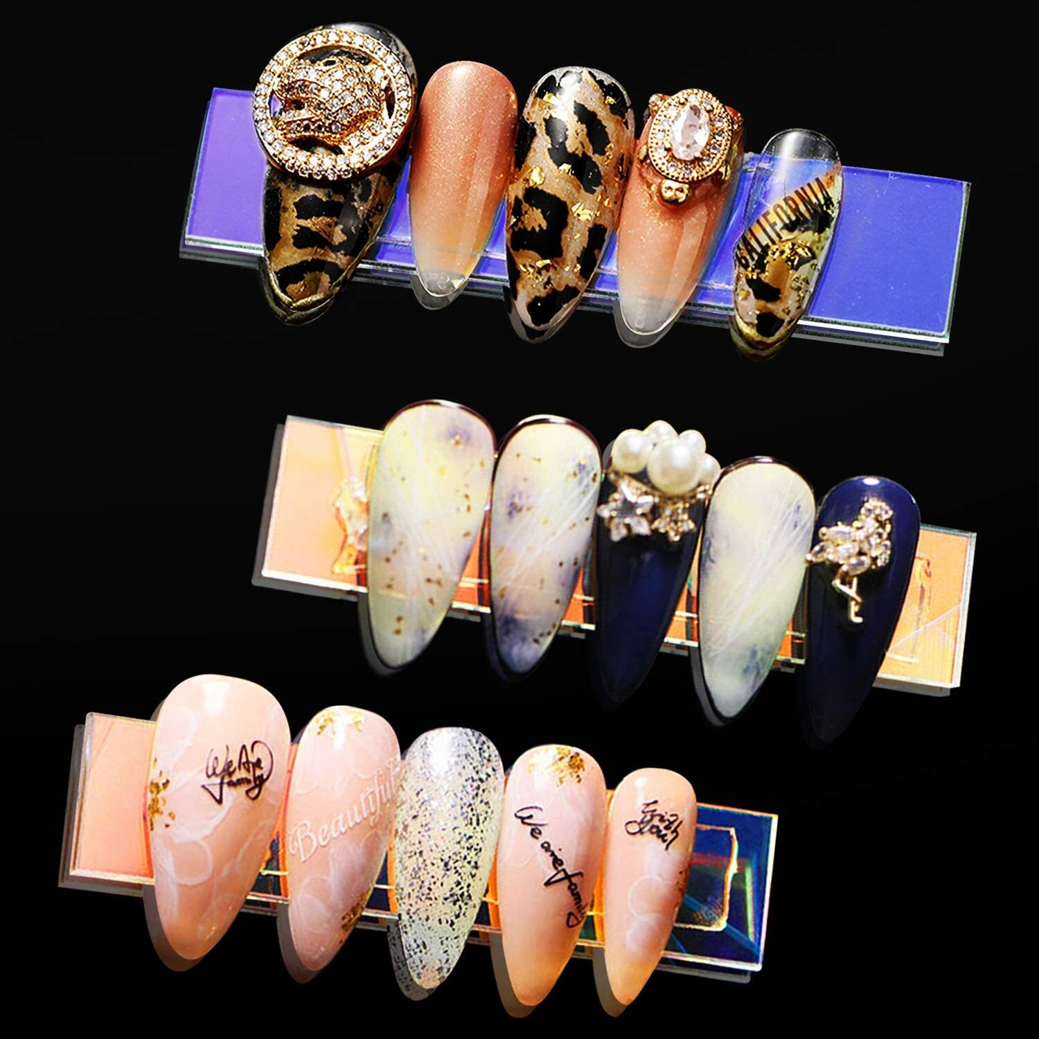 40pcs Transparent Nail Art Display Stand Holder Acrylic False Nails Home Salon