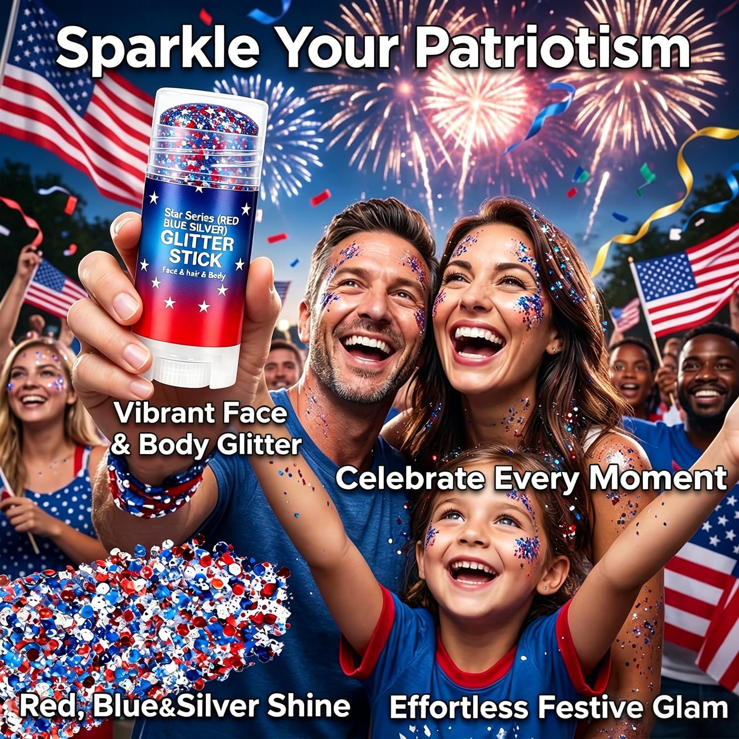 4th of July Glitter Stick, Red White and Blue Glitter Stick, Glitters Stick f…