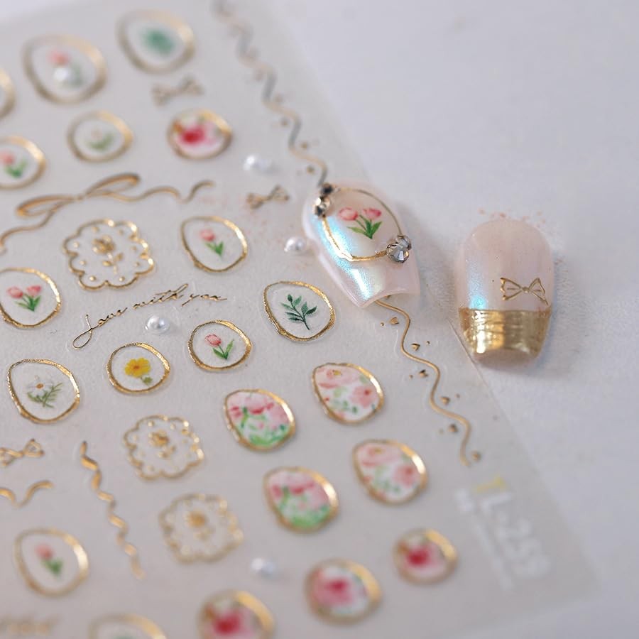 Spring Nail Stickers 5D Embossed Flower Nail Dedals for Designs-stickers11