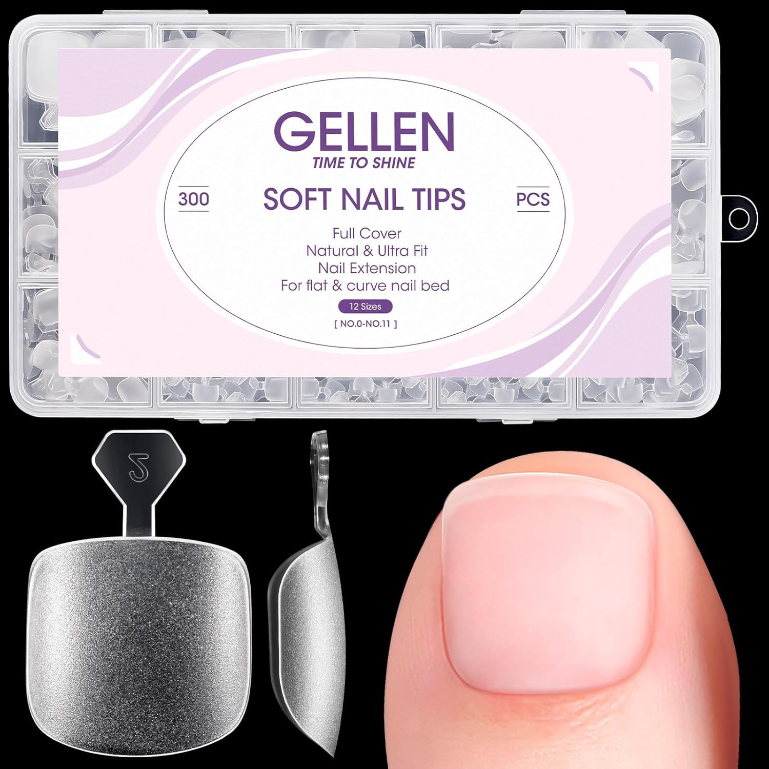 Gellen Press On Toenails 300PCS Short Square Toe Nail Tips Full Cover Matte Soft