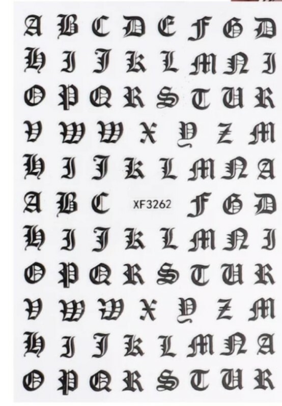 Black Alphabet Letters Nail Art Stickers