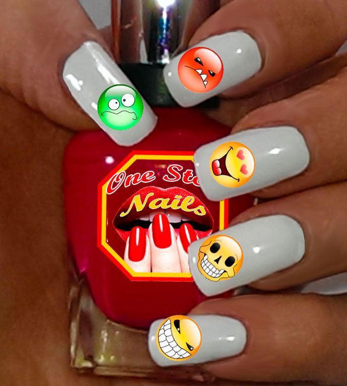 57 EMOJI & Smiley Faces Nail Art Waterslide Decals. TOP Quality, FAST SHIPPING!
