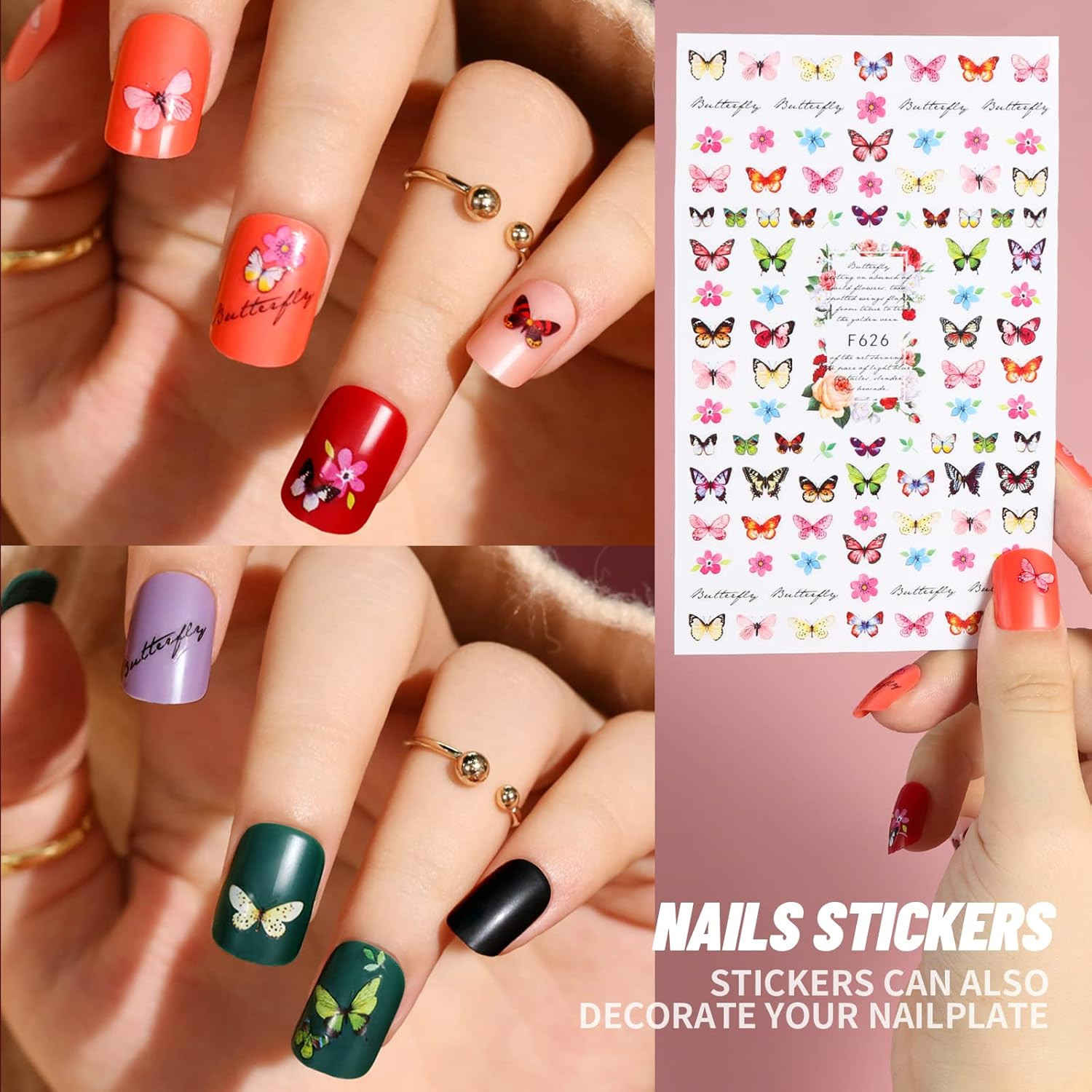 288 Pcs Short Square Press on Nails Artificial Acrylic False Nails W/ Nail Glue