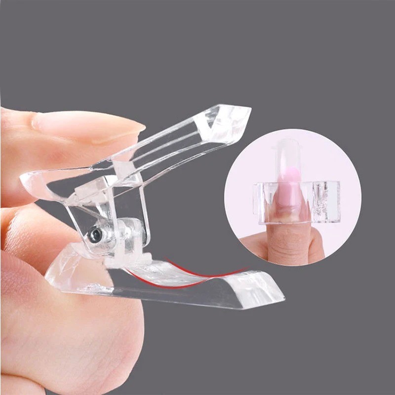 10PCS Transparent Acrylic Nail Extension Clips UV Gel Builder Clamp Tool
