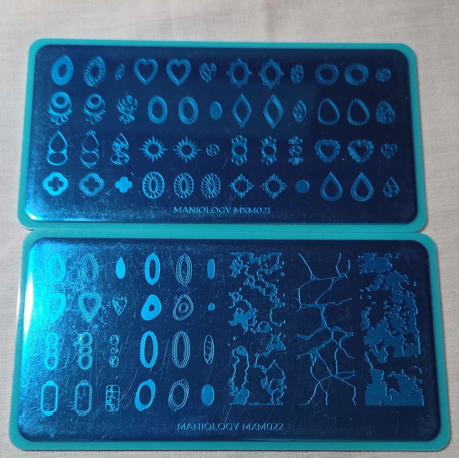 Maniology Nail Art Stamping Plates MXM021 MXM022 Geometric Marble Complete Set