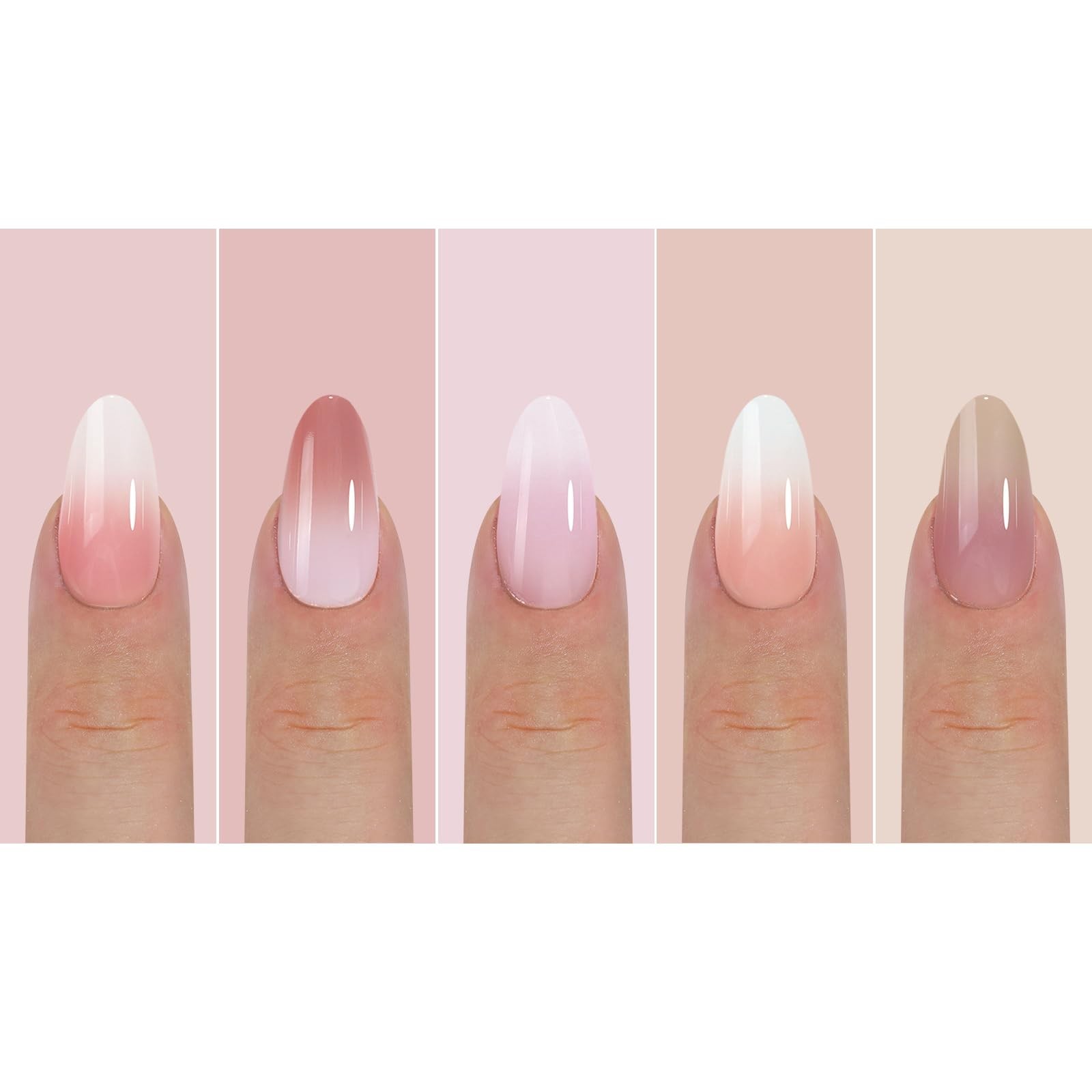 150Pcs Nude White Ombre Press on Nails Medium Almond Fake 0812, 0812-032