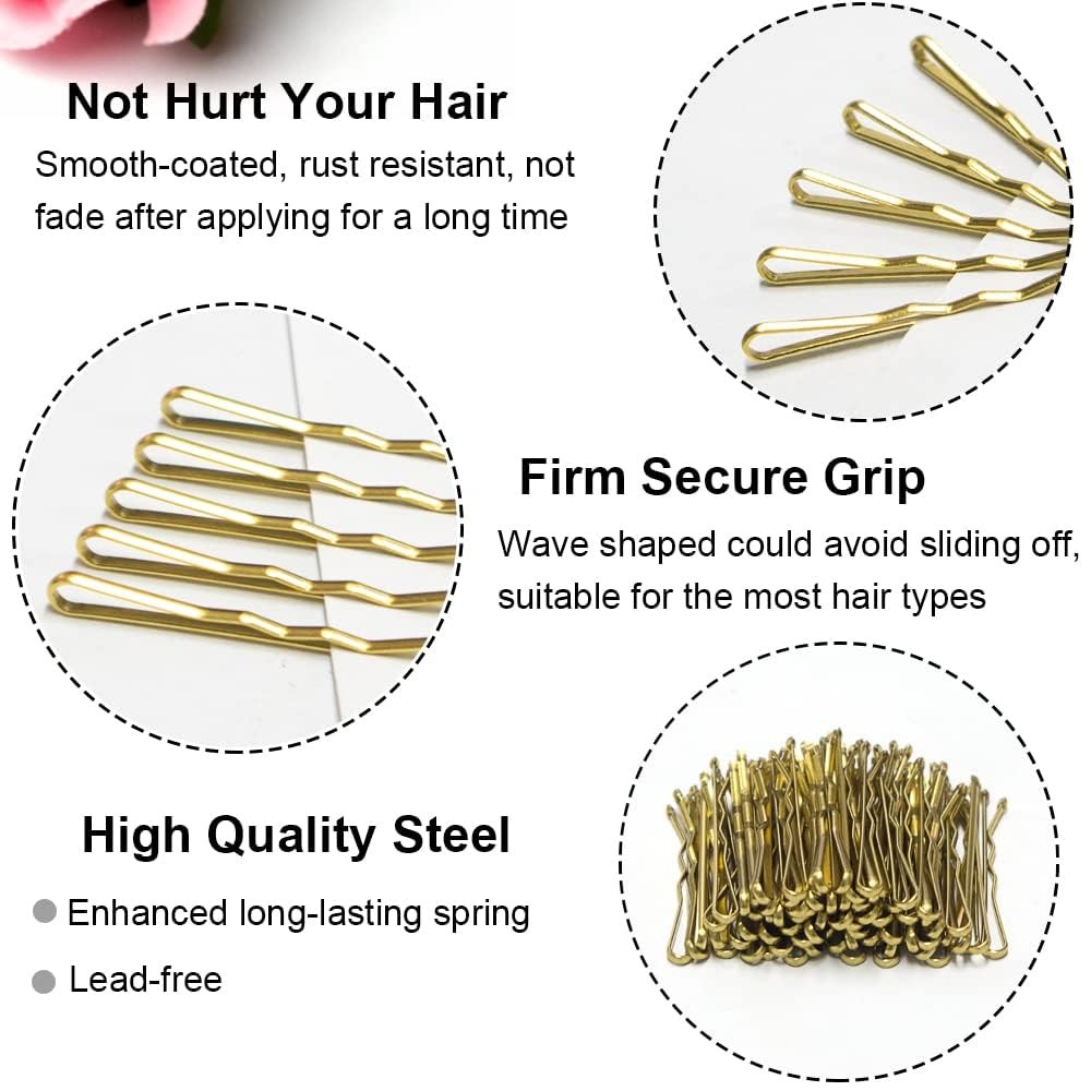 Mini Bobby Pins Blonde with Cute Case, 200 CT 1.38 1 Count (Pack of 200), D