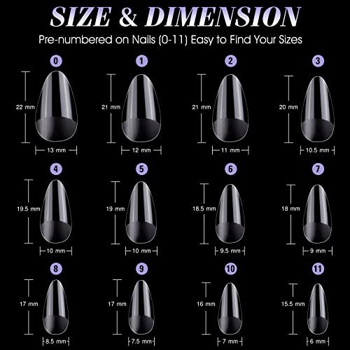 Short Almond Nail Tips: Soft Gel X False Nail Tips Full Cover 10-Short Almond