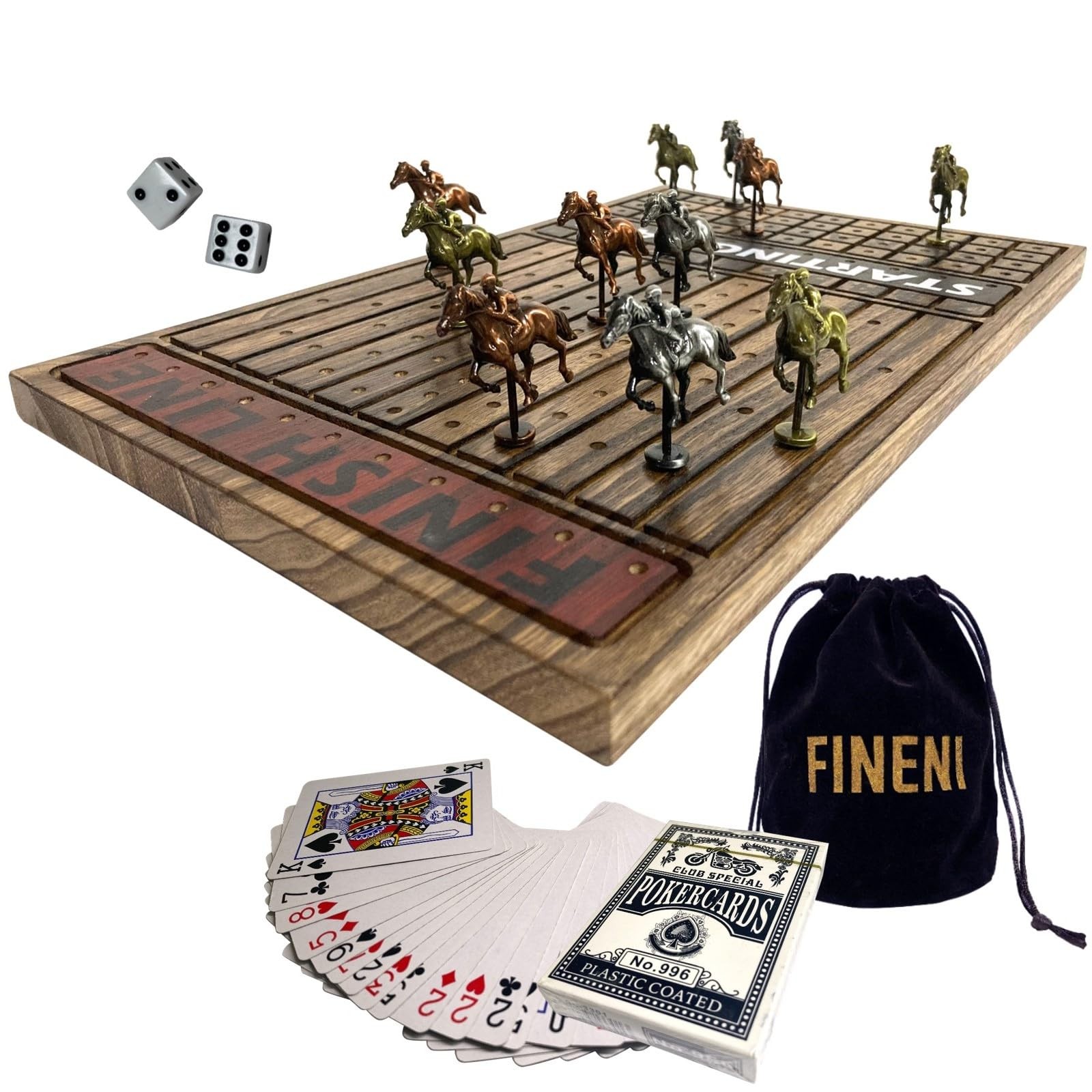 FINENI Horse Racing Game for Adults, Race 16 x 10 x 0.6 inches, Log
