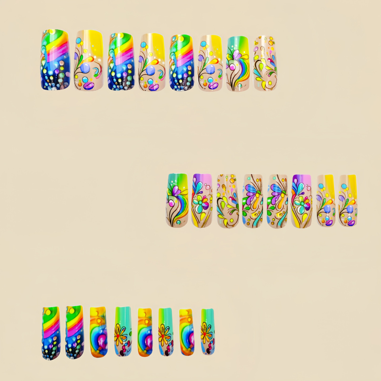 4 set （24Pcs/set ）Retro Style False Nail Art Full Cover Artificial Fake Nails