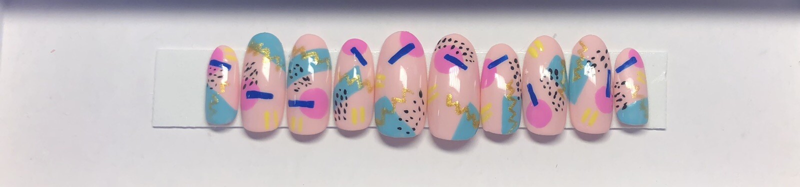 80s abstract designed press on nails
