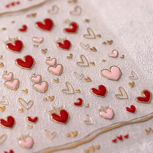 5D Embossed Heart Nail Art Stickers Decals Valentine’s Day Nail Style 3