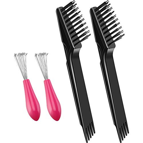 4 Pcs Hair Brush Cleaning Set Tool Mini Hair Cleaning Brush Cleaner Tool Black