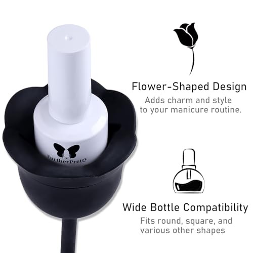 No Spill Nail Polish Holder Stand, Rotatable Flower Shape Bottle Flower-Black