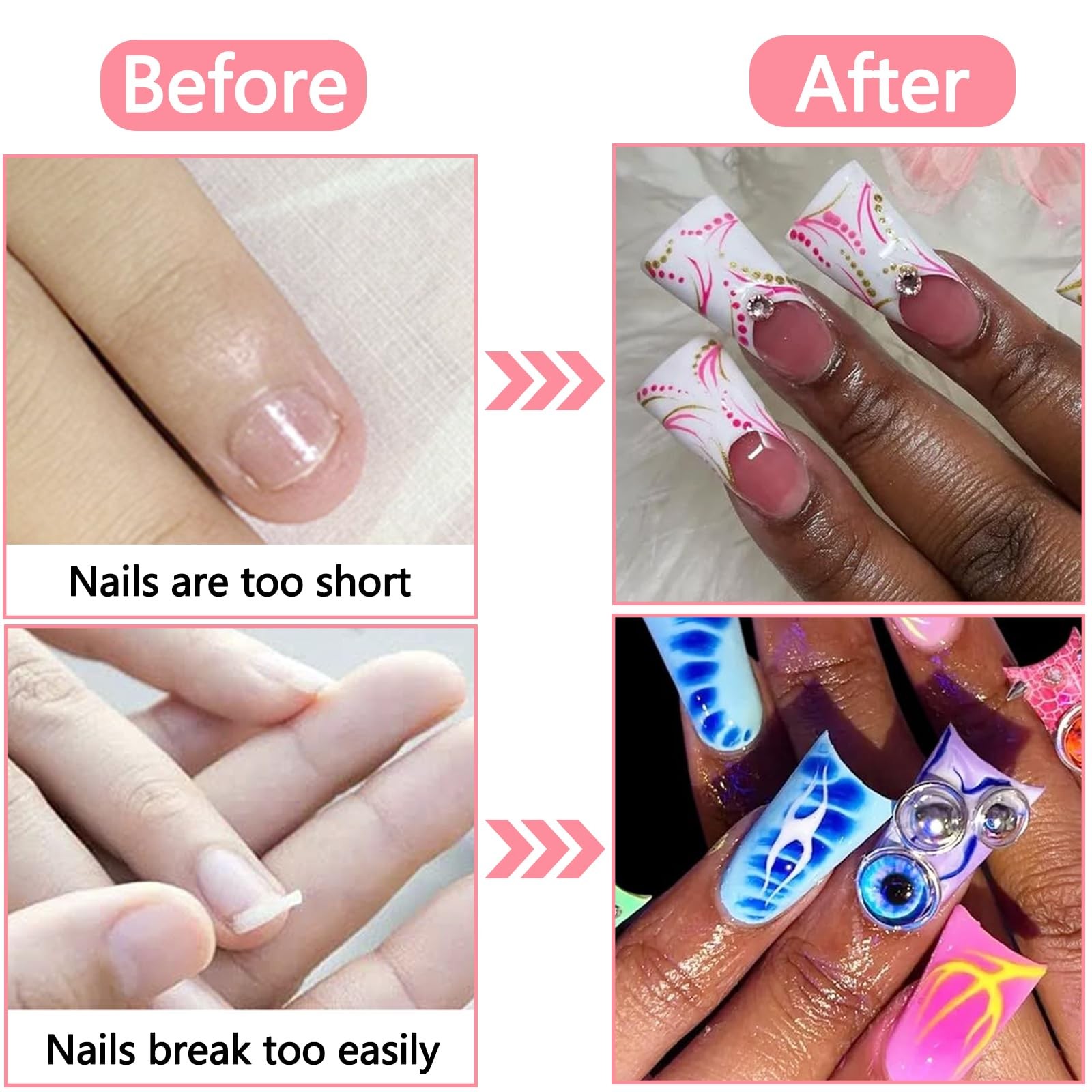 Namgznso Full Cover Duck Feet Nail Tips 504PCS 12 Sizes, clear