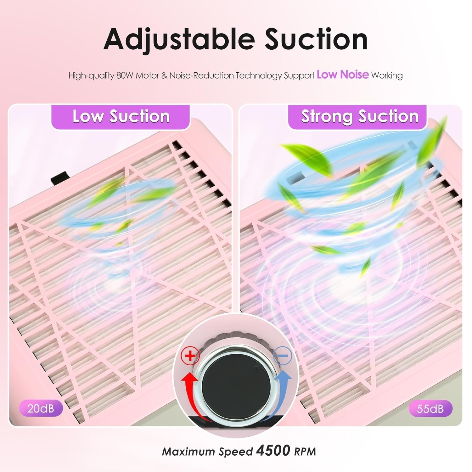 Extractor de polvo para uñas 80W aspiradora ajustable con filtro y cepillo