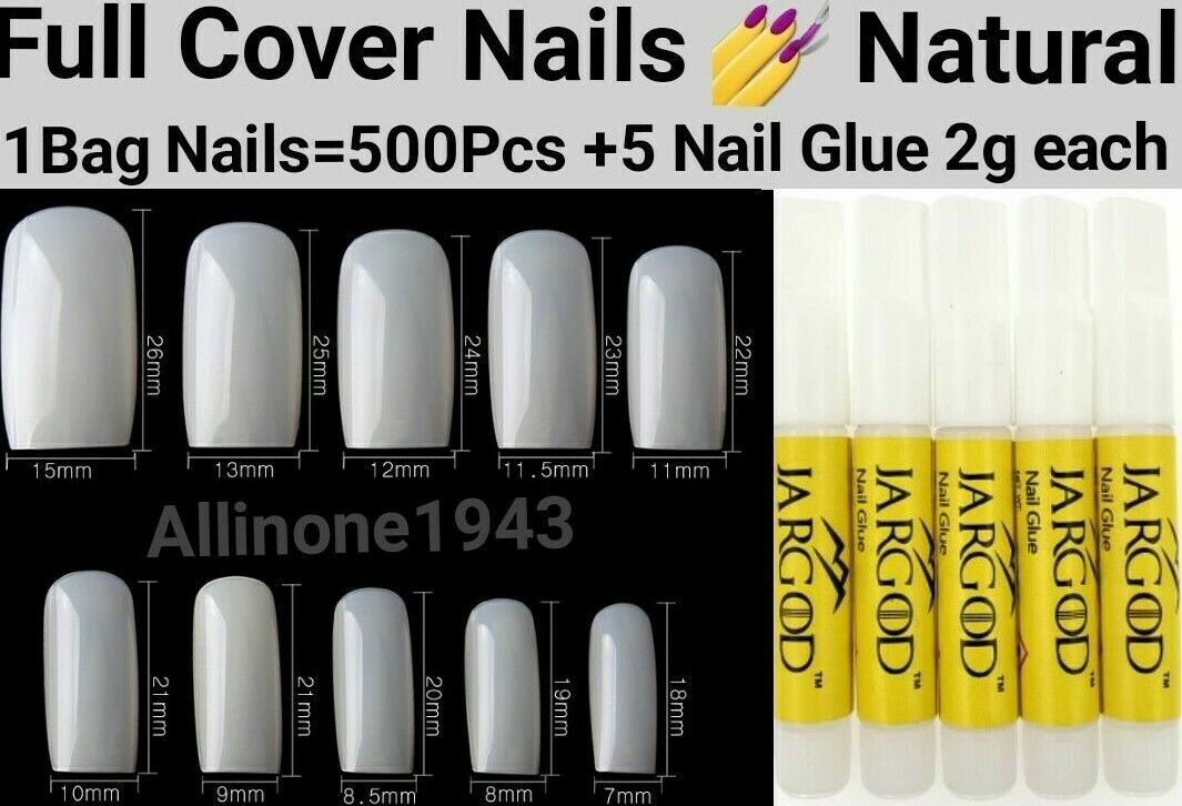 100/500Pcs Full Cover Nails Manicure Long Square False Tips Fake Nails -Jargod