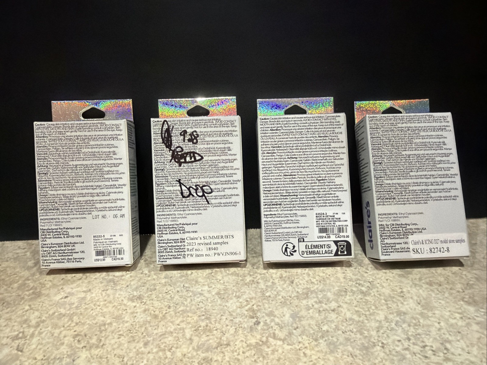 4 pack of 24 Press-On Nails Claire’s Faux Nails glue not included