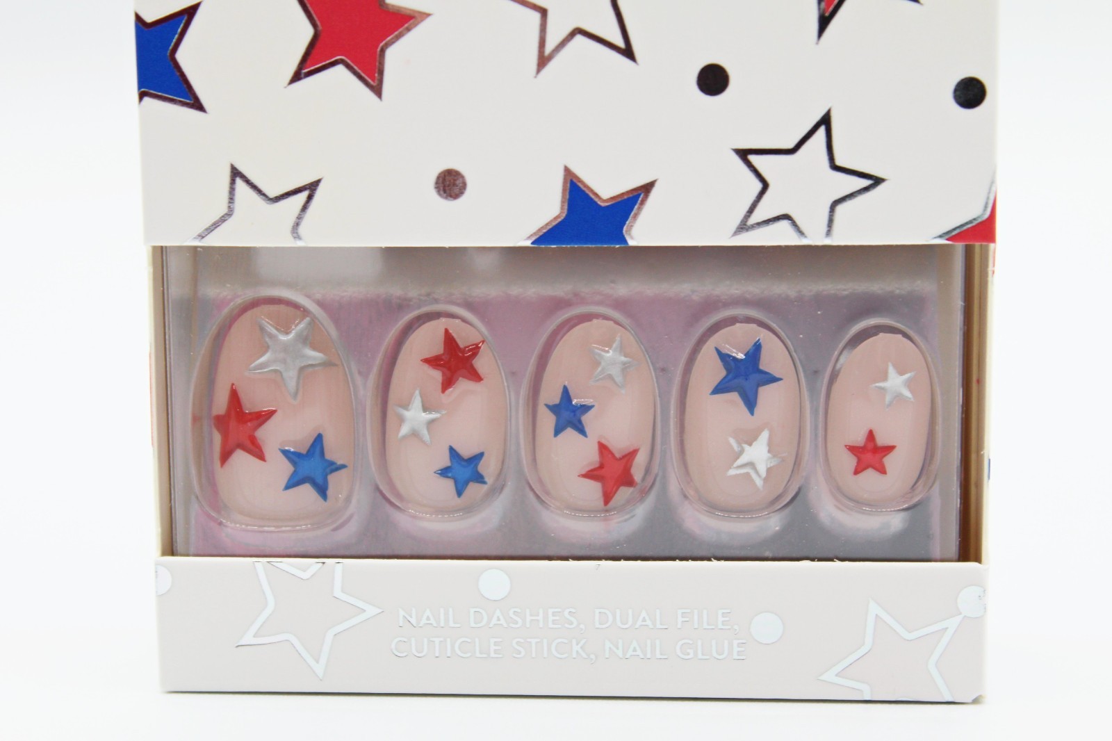 Red Aspen Short Almond All American Besties Press-On False Nails- New in box