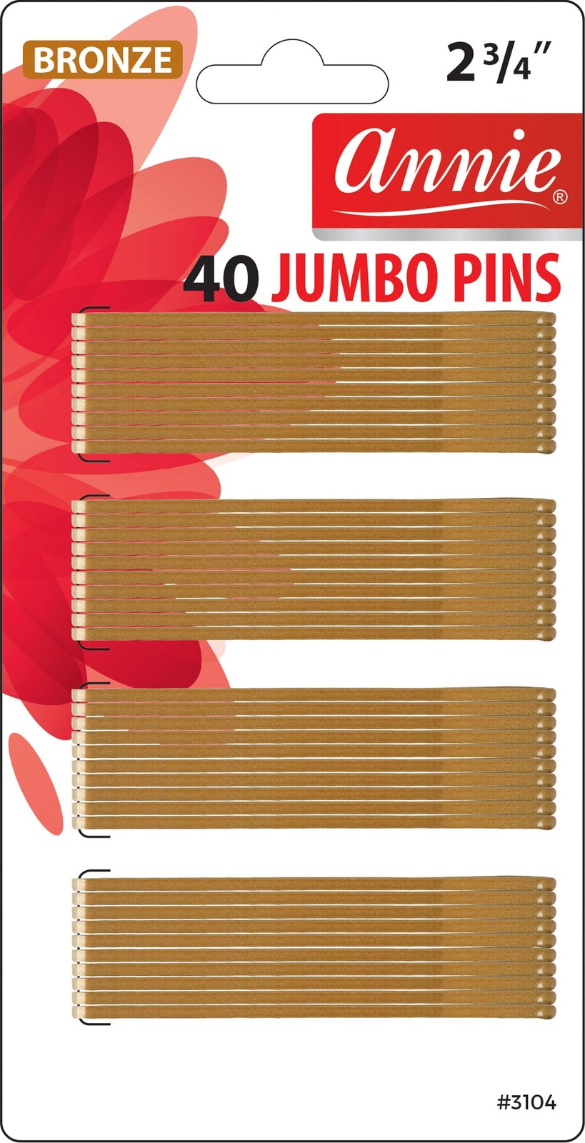 Annie 2 3/4″ Roller Pins Set: 40Pcs Metal Hair 1 Count (Pack of 1), Brown