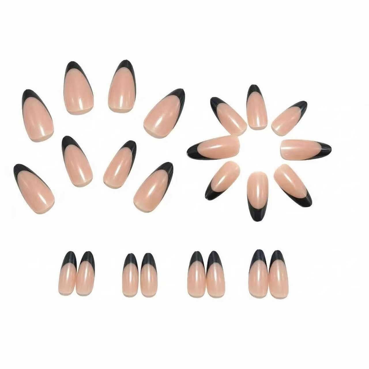 French Almond Gel Press On Nails Short, Glossy Fake Nails 24Pcs 16 Sizes, Inc…