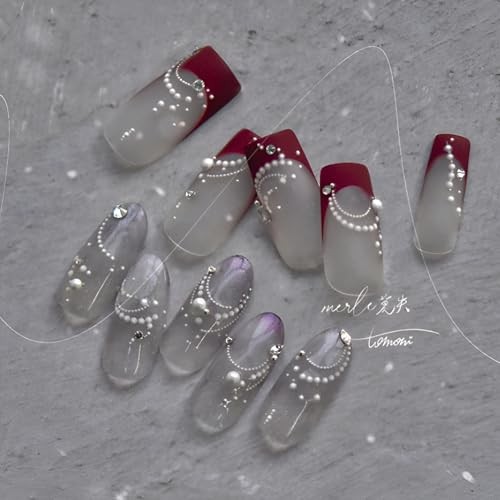 5D Embossed White Pearl Nail Stickers for Nail Art French Tip Nail White Line
