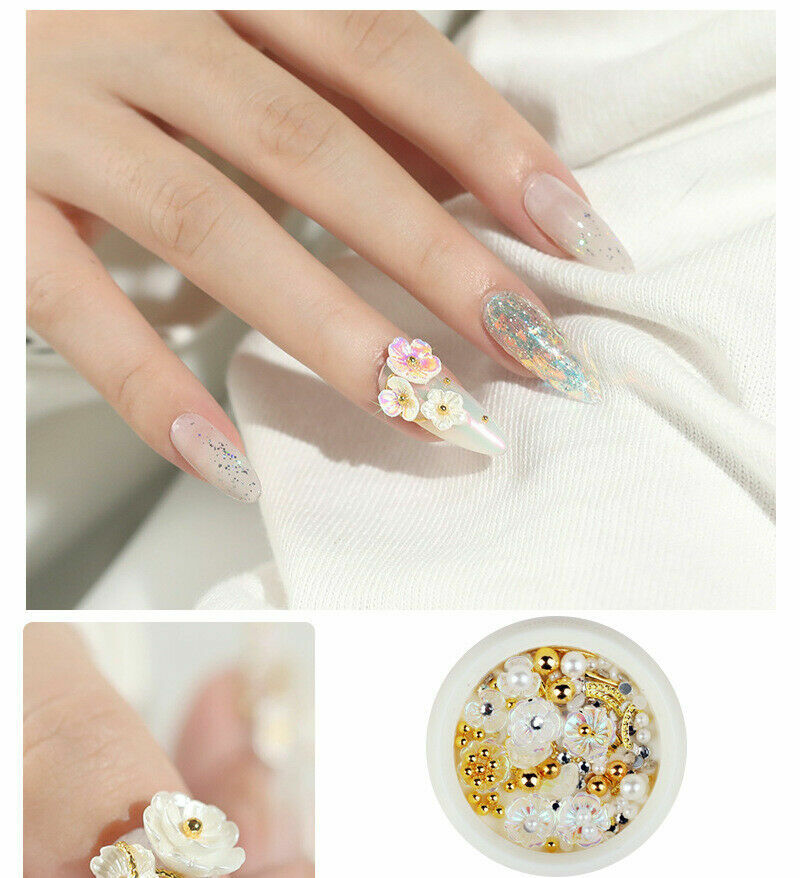 Nail Art 3D Rose Flower Rhinestones Jewelry Gems Mix Nail Art Decoration Glitter