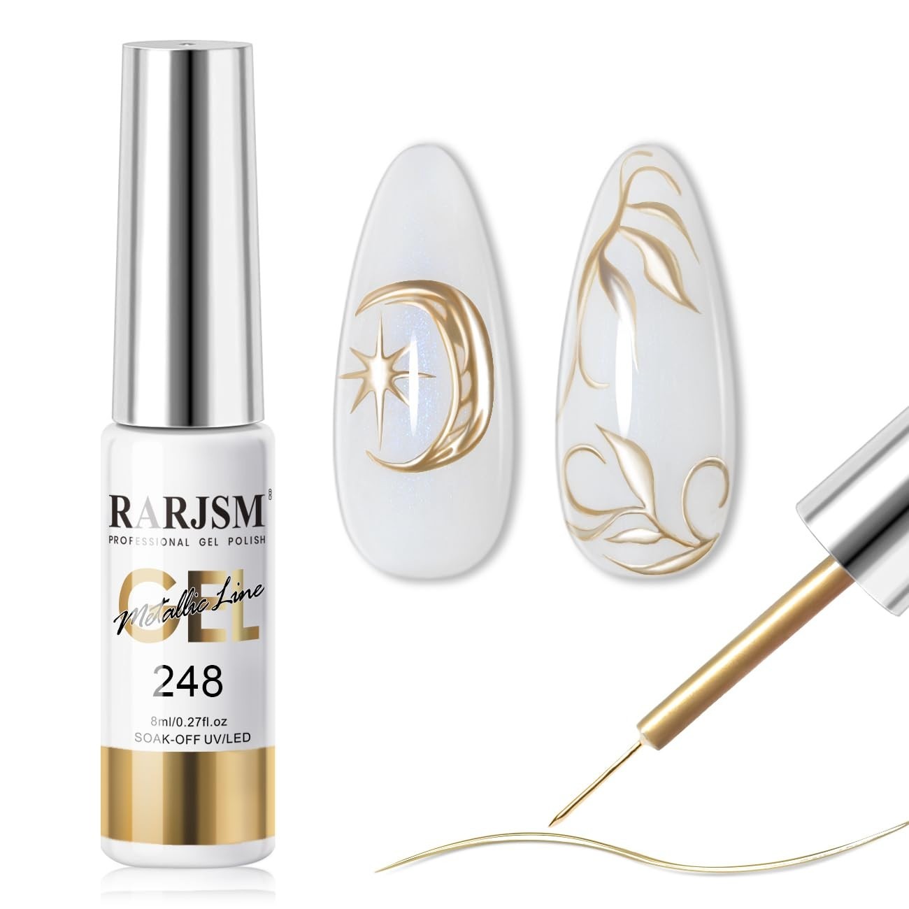 8ml Metallic Bronze Gold Nail Art Gel Liner – Chrome Mirror Effect for Elegance