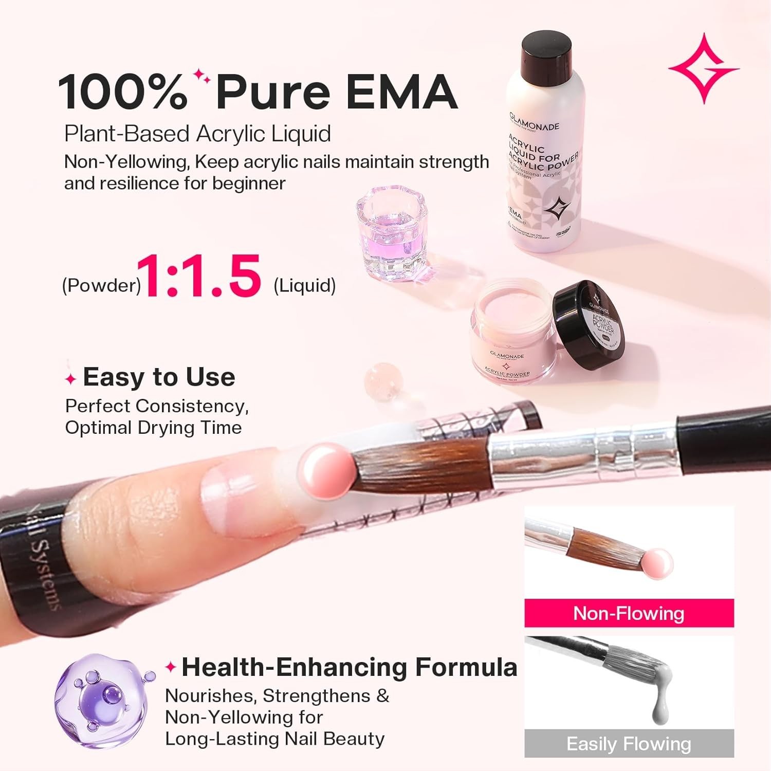 Paquete De Uñas Acrilicas Kit De Esmalte Profesional Para Pinceles Set Rutilar